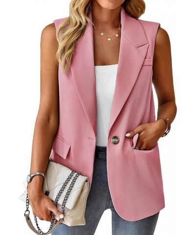 Sleeveless Blazer Jackets for Women 2024 Spring Summer Lightweight Casual Solid Open Front Work Office Vest 1-pink $25.94 Vests