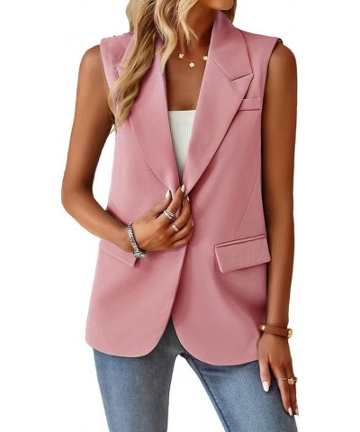 Sleeveless Blazer Jackets for Women 2024 Spring Summer Lightweight Casual Solid Open Front Work Office Vest 1-pink $25.94 Vests