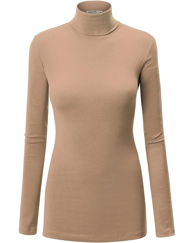 Women's Lightweight Long Sleeve Cozy Stylilsh Turtleneck Top Pullover Sweater Wt950_taupe $9.33 Sweaters