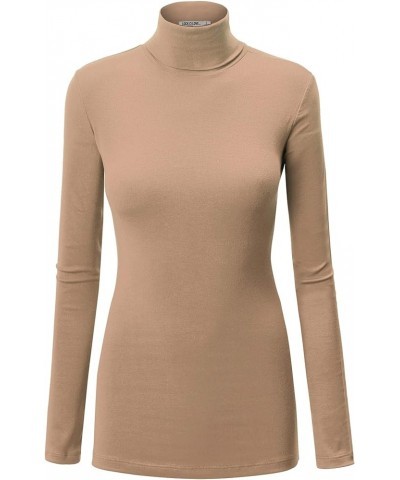 Women's Lightweight Long Sleeve Cozy Stylilsh Turtleneck Top Pullover Sweater Wt950_taupe $9.33 Sweaters