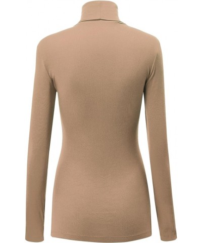 Women's Lightweight Long Sleeve Cozy Stylilsh Turtleneck Top Pullover Sweater Wt950_taupe $9.33 Sweaters