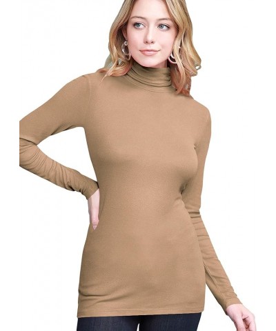 Women's Lightweight Long Sleeve Cozy Stylilsh Turtleneck Top Pullover Sweater Wt950_taupe $9.33 Sweaters