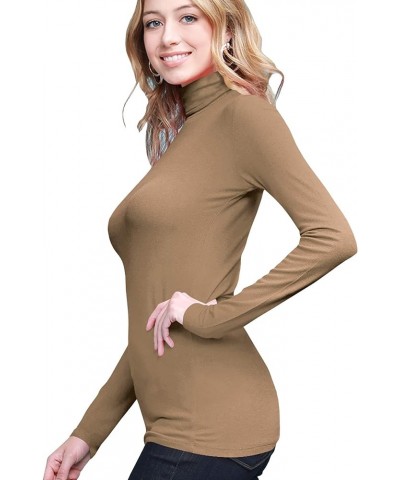 Women's Lightweight Long Sleeve Cozy Stylilsh Turtleneck Top Pullover Sweater Wt950_taupe $9.33 Sweaters