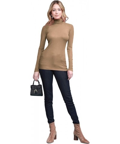 Women's Lightweight Long Sleeve Cozy Stylilsh Turtleneck Top Pullover Sweater Wt950_taupe $9.33 Sweaters