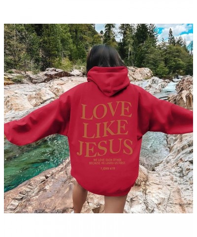 Christian Sweatshirt Women Jesus Loves You Long Sleeved Letter Print Blouse Top Harajuku Lightweight Hoodies for Women Jesus ...