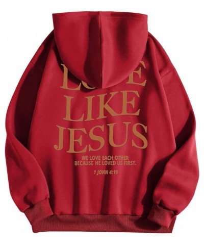 Christian Sweatshirt Women Jesus Loves You Long Sleeved Letter Print Blouse Top Harajuku Lightweight Hoodies for Women Jesus ...