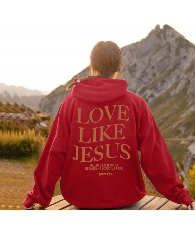 Christian Sweatshirt Women Jesus Loves You Long Sleeved Letter Print Blouse Top Harajuku Lightweight Hoodies for Women Jesus ...