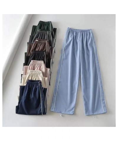 Women Y2k Pants Baggy Cargo Pants Loose Wide Leg Parachute Pants Y2k Clothing Streetwear Light Blue $10.19 Activewear