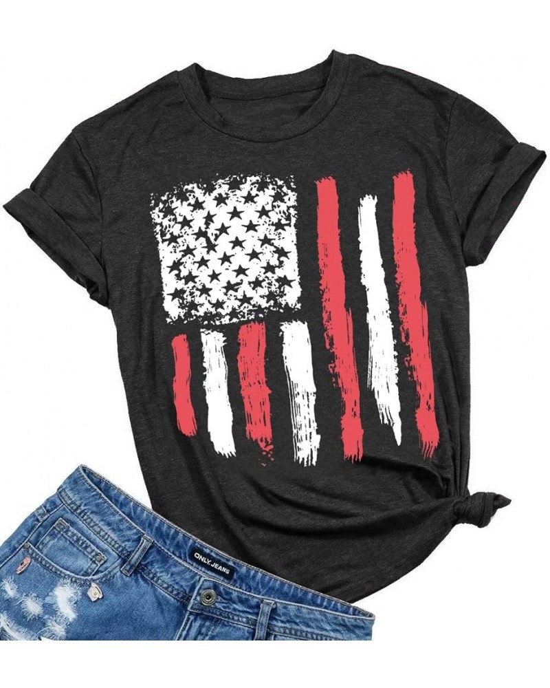 Graphic Tees for Women Patriotic Shirts for Women Short Sleeve Tshirts Shirts Summer Casual Tee Tops Striped_black $11.00 T-S...