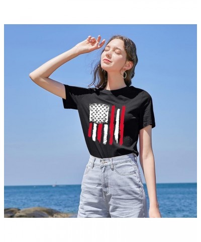 Graphic Tees for Women Patriotic Shirts for Women Short Sleeve Tshirts Shirts Summer Casual Tee Tops Striped_black $11.00 T-S...