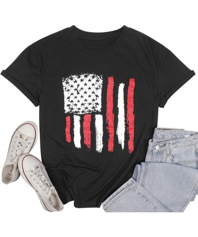 Graphic Tees for Women Patriotic Shirts for Women Short Sleeve Tshirts Shirts Summer Casual Tee Tops Striped_black $11.00 T-S...