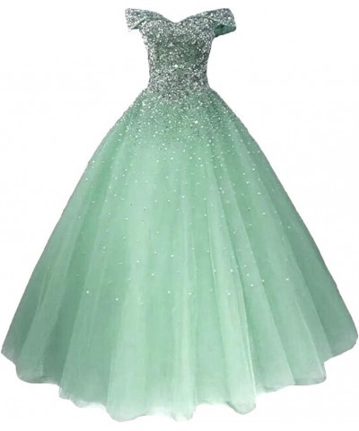 Women's Heavy Beaded Evening Dresses with Sleeves Quinceanera Party Ball Gown 2-mint $46.40 Dresses