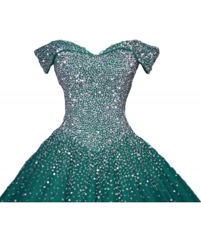 Women's Heavy Beaded Evening Dresses with Sleeves Quinceanera Party Ball Gown 2-mint $46.40 Dresses