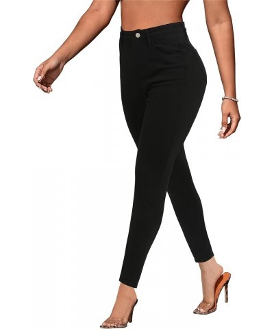 Womens Skinny Jeans High Waisted Stretchy Slim Fit Comfy Classic Denim Pants with Pockets Black-025-n $17.94 Jeans