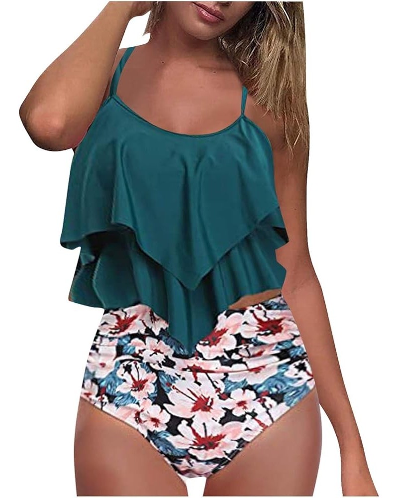 Bathing Suit for Women Tummy Control Swim Top Tankini Swimsuits with Shorts High Waisted Athletic Two Piece Swimwears Zdfwwf-...