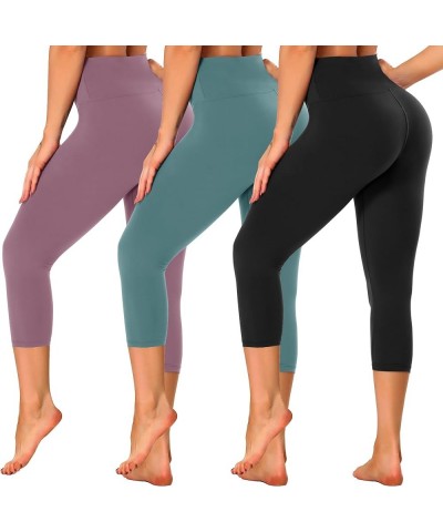 3 Pack Capri Leggings for Women - Tummy Control Workout Yoga Pants Black Compression Leggings for Gym(Full Length&Capri) 1bla...