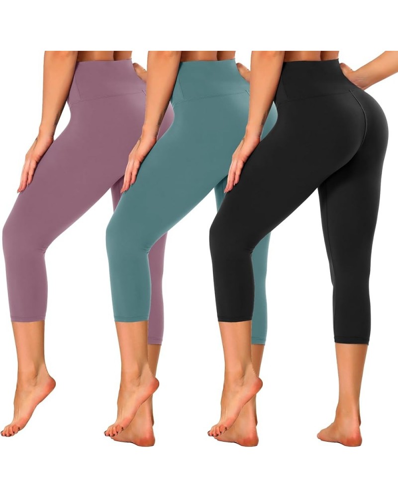 3 Pack Capri Leggings for Women - Tummy Control Workout Yoga Pants Black Compression Leggings for Gym(Full Length&Capri) 1bla...