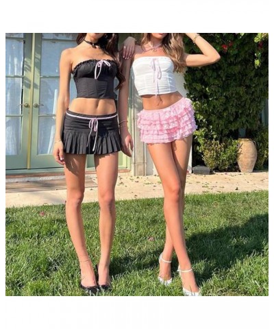 Women Y2K Skirt Set Sexy Cami Crop Tops and Mini Skirts Sets 2 Piece Summer Outfits Going Out Streetwear Bow Tie Black $14.74...