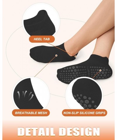 Non Slip Pilates Socks with Grips for Women, Grip Socks for Yoga Ballet Barefoot Workout Anti Skid Athletic Socks B03-2black/...