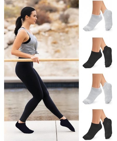 Non Slip Pilates Socks with Grips for Women, Grip Socks for Yoga Ballet Barefoot Workout Anti Skid Athletic Socks B03-2black/...