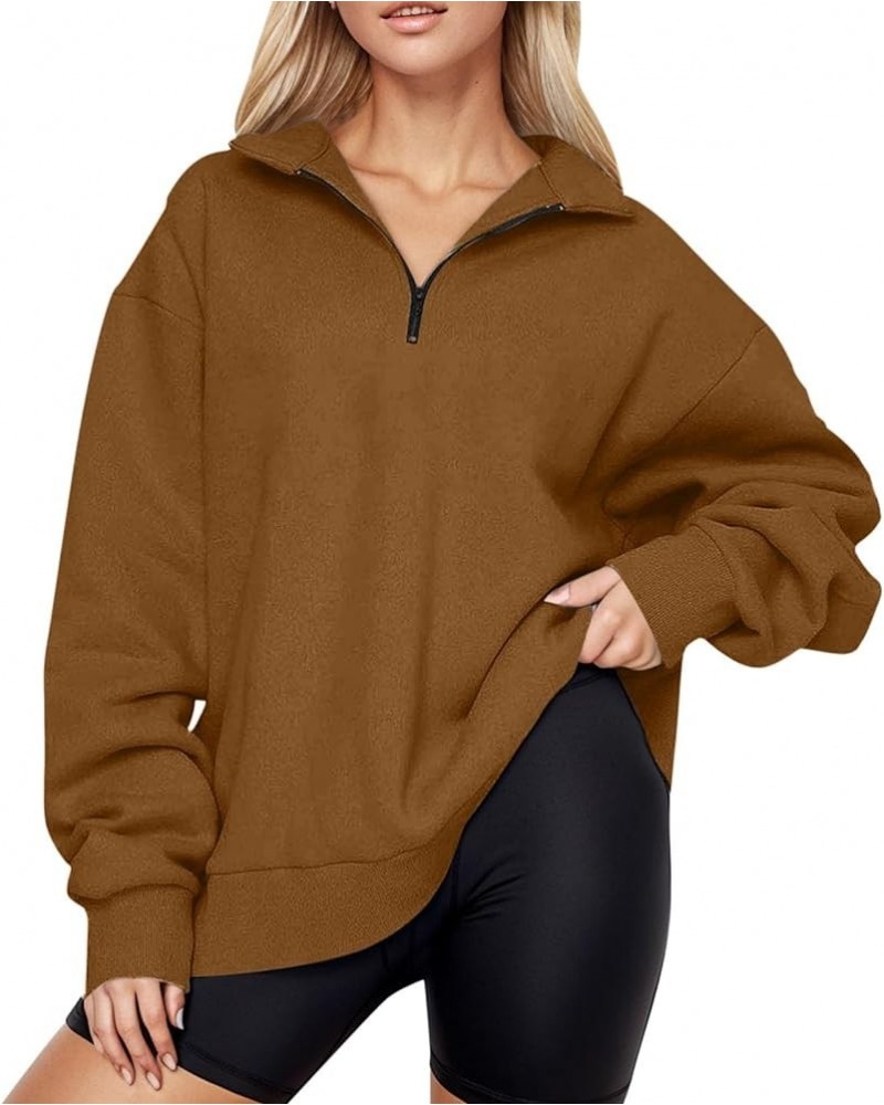 Womens Oversized Sweatshirt Hoodies Fleece Crew Neck Half Zip Pullover Long Sleeve Sweaters Casual 2024 Outfits 02-b $5.25 Ho...