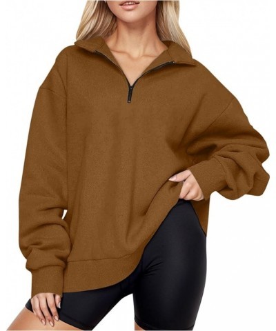 Womens Oversized Sweatshirt Hoodies Fleece Crew Neck Half Zip Pullover Long Sleeve Sweaters Casual 2024 Outfits 02-b $5.25 Ho...