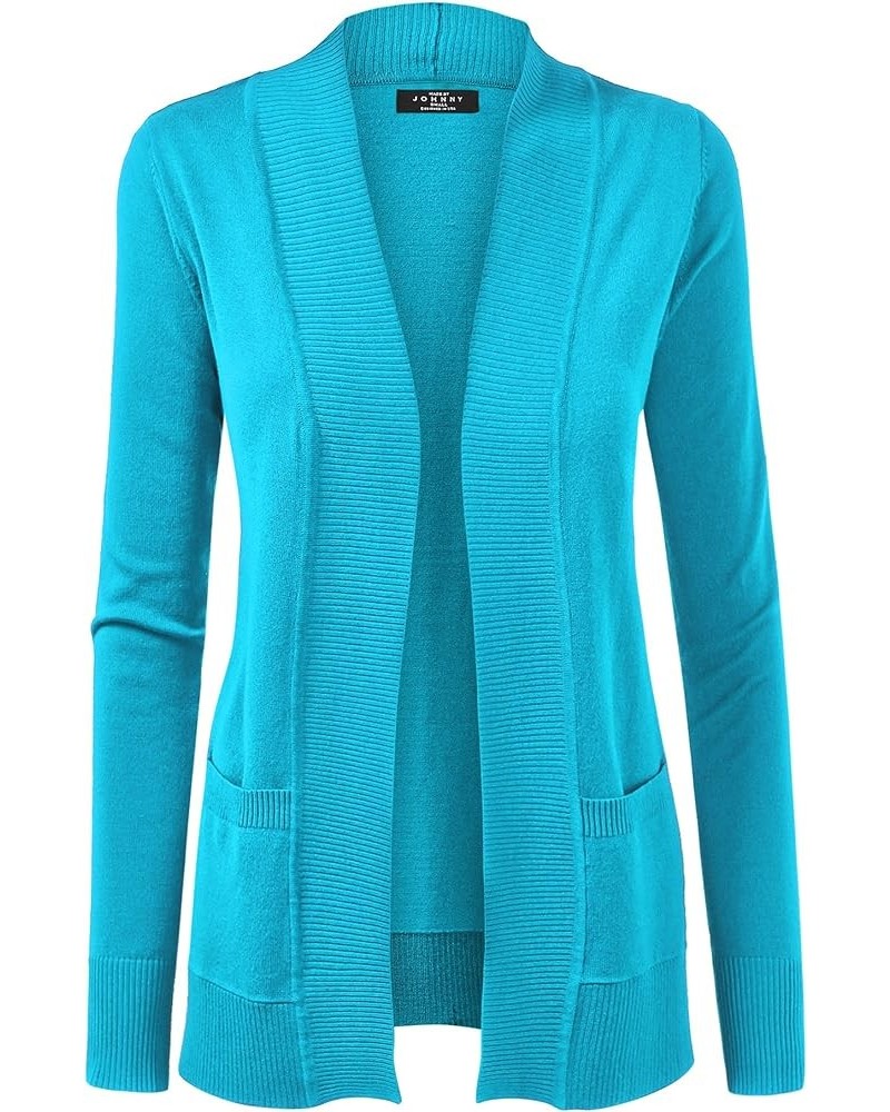 Women Open Front Knit Cardigan Wsk926_aqua $11.23 Sweaters