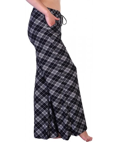 Women's Soft and Comfy Mid-Rise Palazzo Pants with Pockets Checker $13.49 Pants