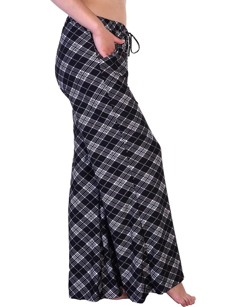 Women's Soft and Comfy Mid-Rise Palazzo Pants with Pockets Checker $13.49 Pants