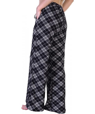 Women's Soft and Comfy Mid-Rise Palazzo Pants with Pockets Checker $13.49 Pants