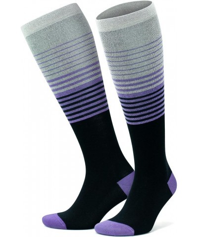 Unisex Knee High Compression Socks, 15-20 mmHg Rayon Made From Bamboo Socks, Breathable Travel Socks for Men & Women Purple -...