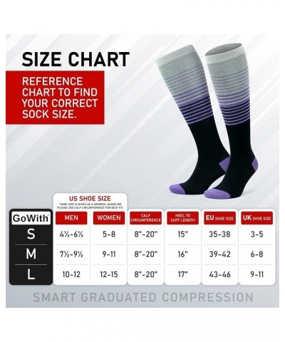 Unisex Knee High Compression Socks, 15-20 mmHg Rayon Made From Bamboo Socks, Breathable Travel Socks for Men & Women Purple -...