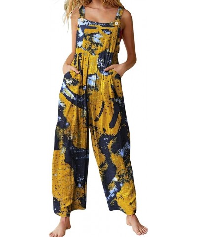 Overalls for Women Casual Loose Summer Rompers Boho Floral Adjustable Straps Wide Leg Jumpsuits with Pockets PQ2 As Picture14...