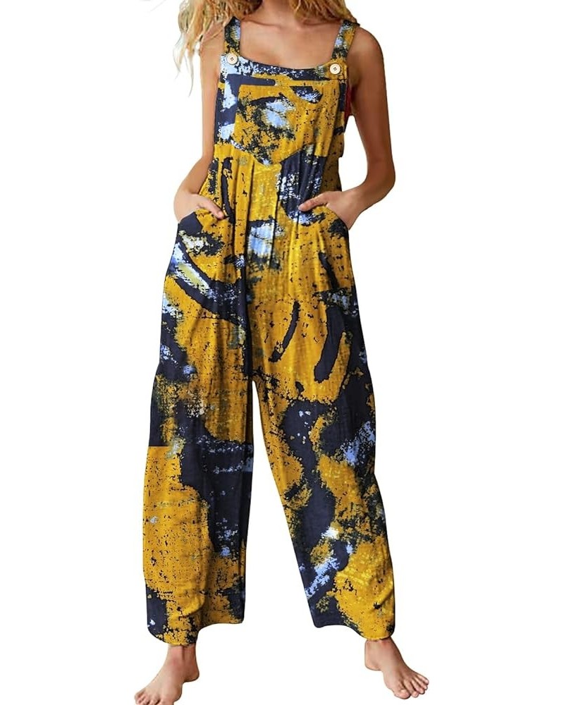 Overalls for Women Casual Loose Summer Rompers Boho Floral Adjustable Straps Wide Leg Jumpsuits with Pockets PQ2 As Picture14...