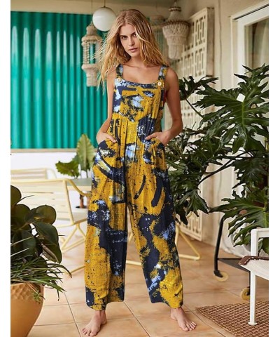 Overalls for Women Casual Loose Summer Rompers Boho Floral Adjustable Straps Wide Leg Jumpsuits with Pockets PQ2 As Picture14...