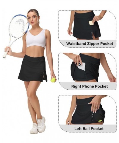 Women's Pleated Tennis Skirt with Inner Shorts Pockets Lightweight Athletic Golf Skorts Skirts for Running Casual Black $9.24...