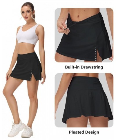 Women's Pleated Tennis Skirt with Inner Shorts Pockets Lightweight Athletic Golf Skorts Skirts for Running Casual Black $9.24...