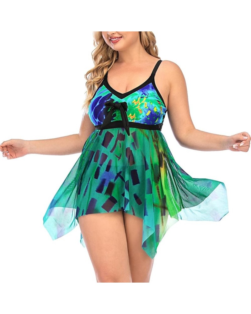 Women's Bikini Sets Plus Size Printed Sexy Backless One-Piece Swimsuit Bathing Suit Swimmwear Y2green $13.16 Swimsuits