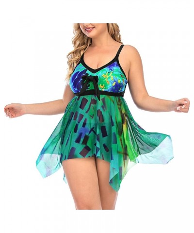 Women's Bikini Sets Plus Size Printed Sexy Backless One-Piece Swimsuit Bathing Suit Swimmwear Y2green $13.16 Swimsuits