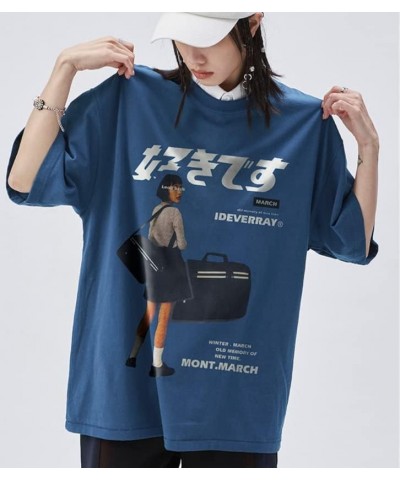 Y2K Vintage Tees for Men Women Grunge Clothes Oversized Graphic Tees Cartoon Printed Short Sleeve T Shirts 3-blue $15.59 T-Sh...