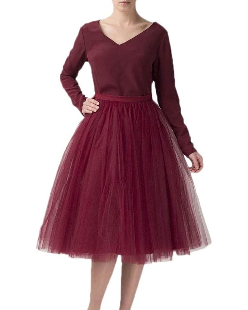 Women's Tulle Petticoat Tutu Skirt Bridal Petticoat Underskirt 12021 Burgundy $14.30 Skirts