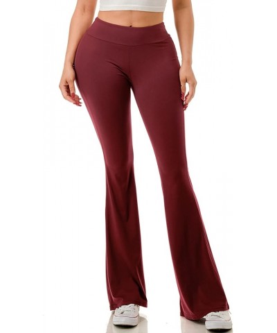 Flare Leggings for Women- High Waisted Buttery Soft Flared Bootcut Wide Leg Yoga Pants Burgundy $10.06 Leggings