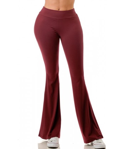 Flare Leggings for Women- High Waisted Buttery Soft Flared Bootcut Wide Leg Yoga Pants Burgundy $10.06 Leggings