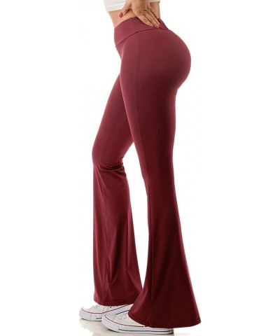 Flare Leggings for Women- High Waisted Buttery Soft Flared Bootcut Wide Leg Yoga Pants Burgundy $10.06 Leggings