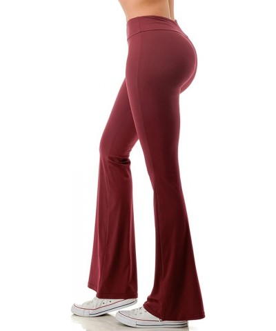 Flare Leggings for Women- High Waisted Buttery Soft Flared Bootcut Wide Leg Yoga Pants Burgundy $10.06 Leggings