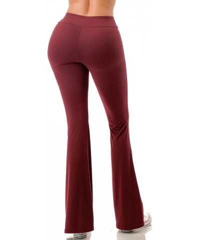 Flare Leggings for Women- High Waisted Buttery Soft Flared Bootcut Wide Leg Yoga Pants Burgundy $10.06 Leggings