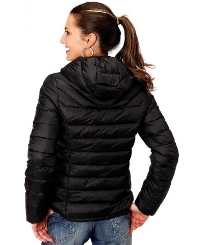 Womens Black Nylon Crushable Hooded Down Coat Black $46.16 Jackets