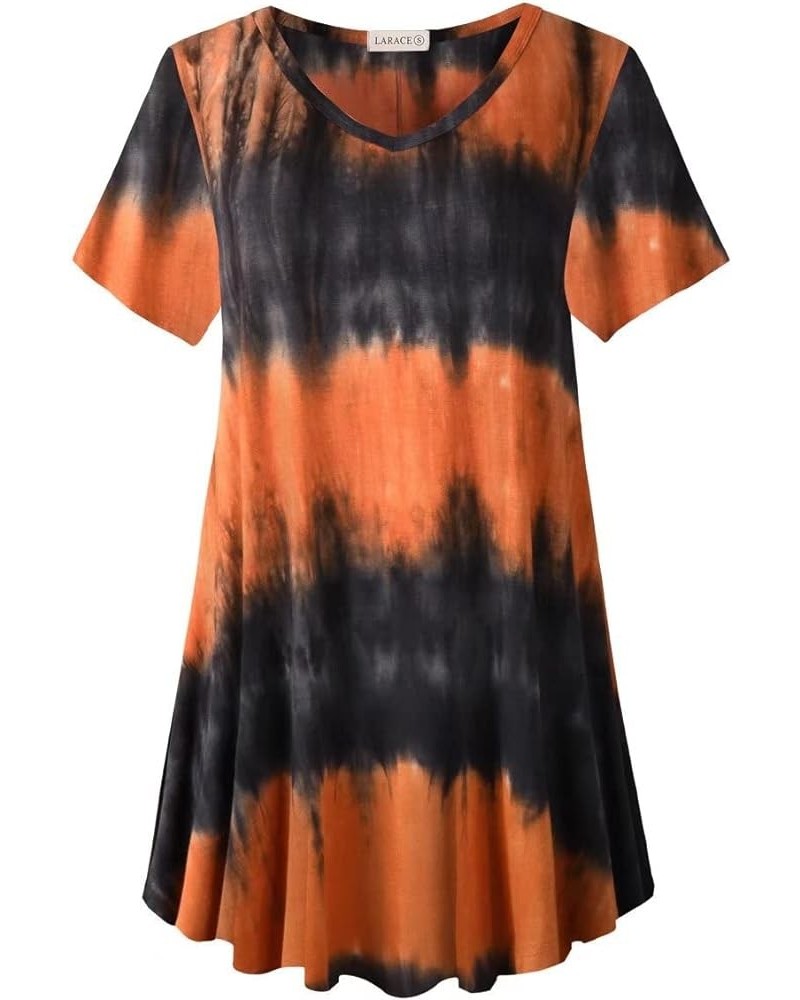 Casual Tops for Womens Summer Clothes Loose Fit Short Sleeve Shirts Flowy V Neck Tunic Plus Size Blouse T06-black_tie Dye $14...