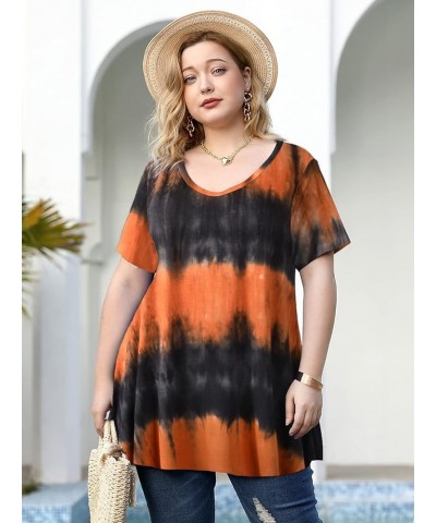 Casual Tops for Womens Summer Clothes Loose Fit Short Sleeve Shirts Flowy V Neck Tunic Plus Size Blouse T06-black_tie Dye $14...