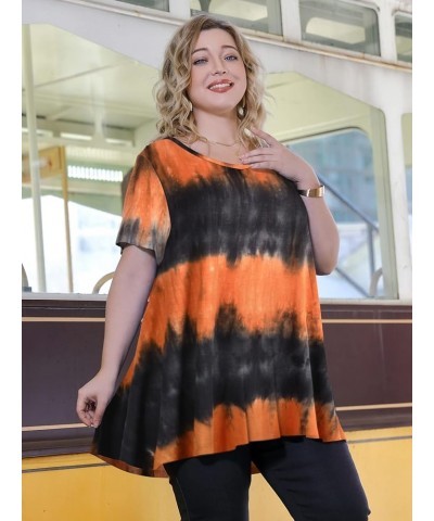 Casual Tops for Womens Summer Clothes Loose Fit Short Sleeve Shirts Flowy V Neck Tunic Plus Size Blouse T06-black_tie Dye $14...